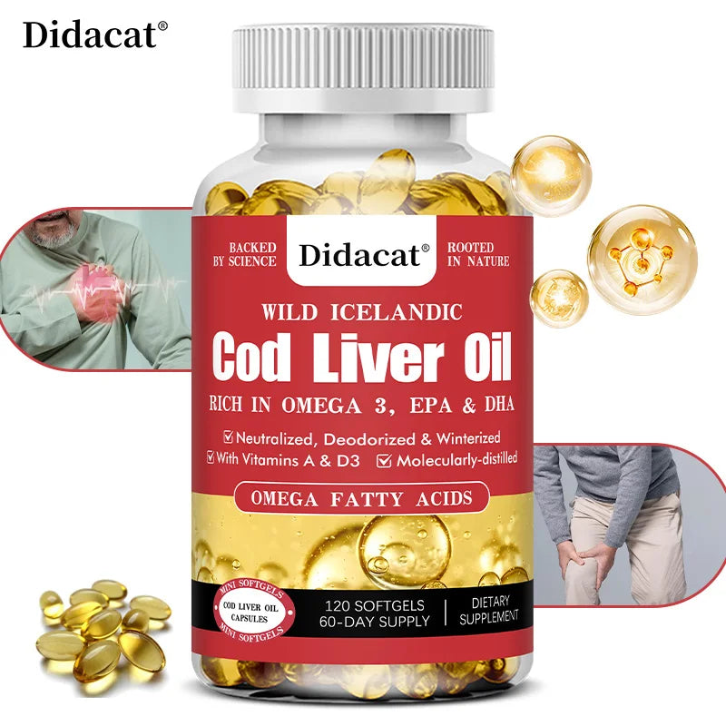 Bcuelov Cod Liver Oil  120 Capsules (EPA, DHA, Vitamin A & D3)