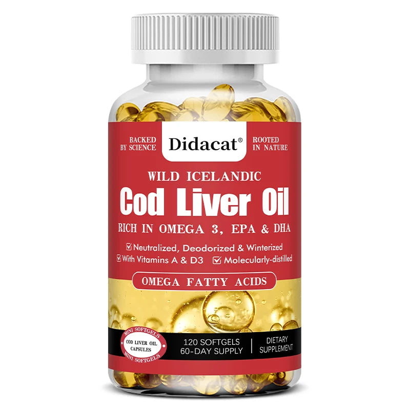 Bcuelov Cod Liver Oil  120 Capsules (EPA, DHA, Vitamin A & D3)
