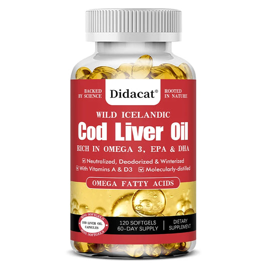 Bcuelov Cod Liver Oil  120 Capsules (EPA, DHA, Vitamin A & D3)