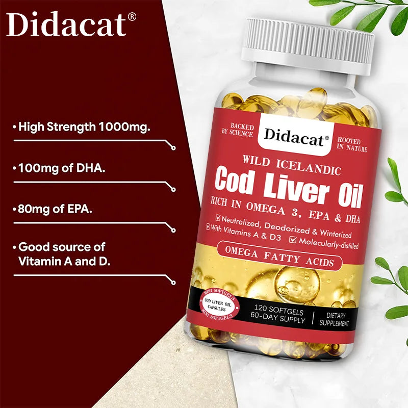 Bcuelov Cod Liver Oil  120 Capsules (EPA, DHA, Vitamin A & D3)