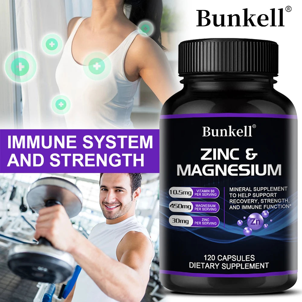 Bunkell Magnesium Zinc with Vitamin D3  30/60/120 Capsules