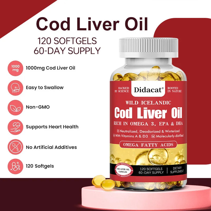 Bcuelov Cod Liver Oil  120 Capsules (EPA, DHA, Vitamin A & D3)