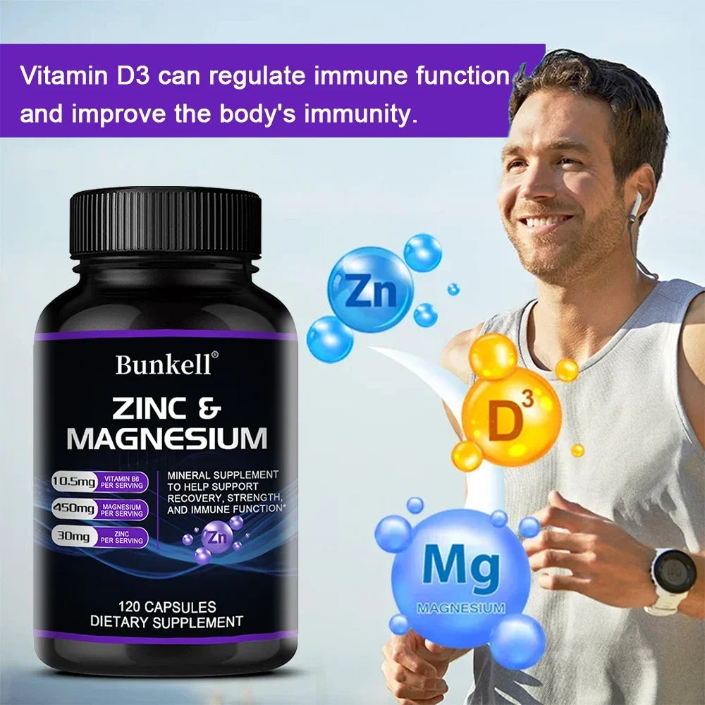 Bunkell Magnesium Zinc with Vitamin D3  30/60/120 Capsules